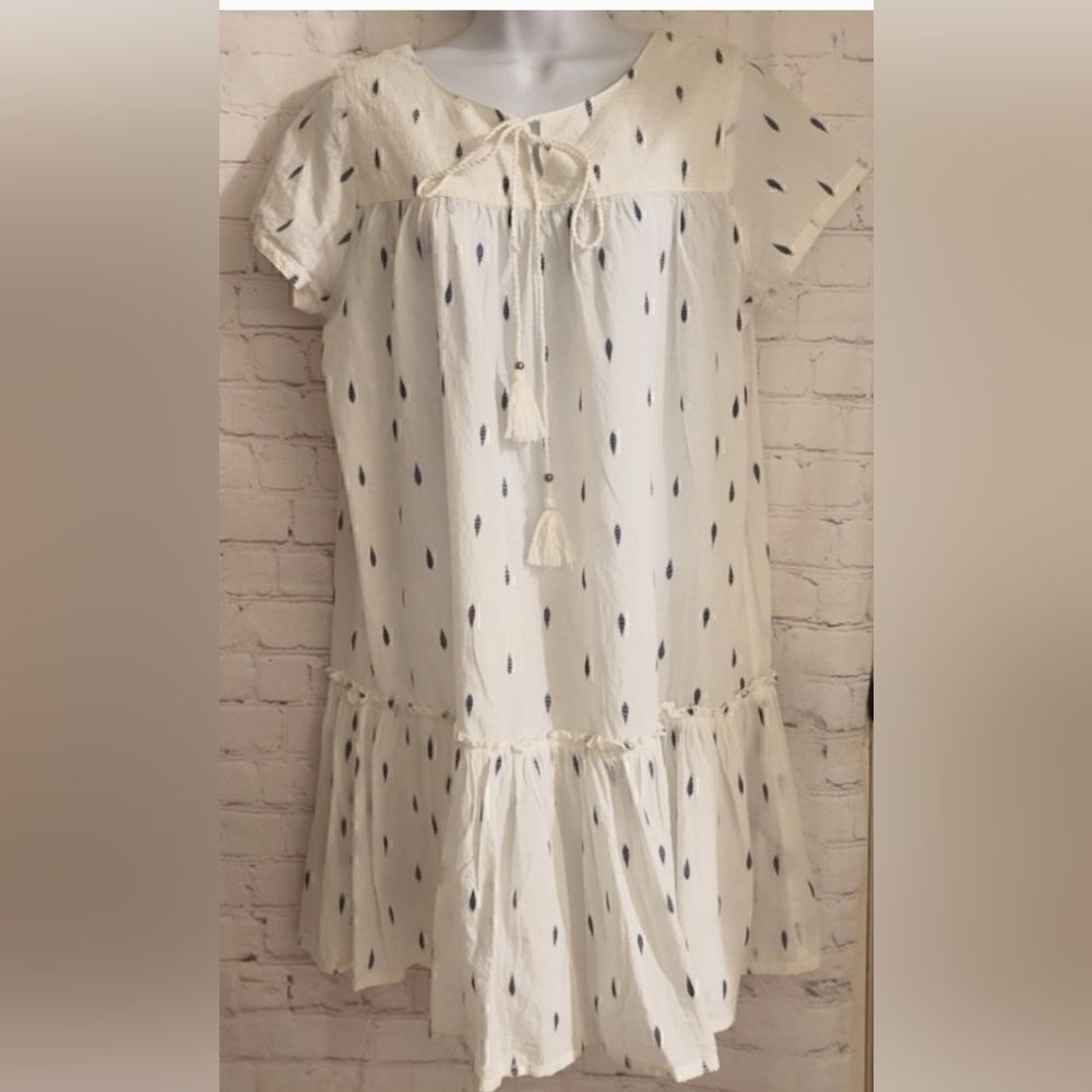 NEW Star Mela From Anthropologie White Cotton Relaxed Tiered Dress Sz.S Ret $235
